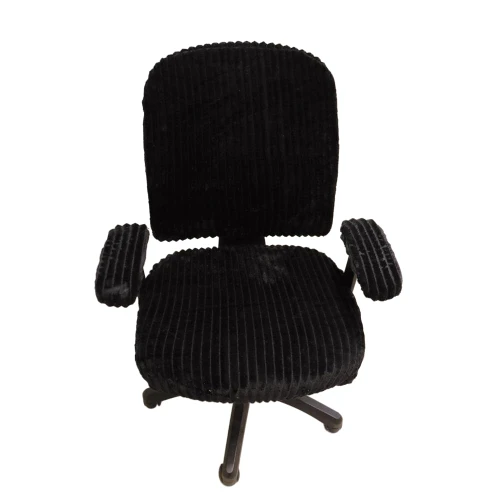 lygooh 4 Pcs Office Chair Covers Set Computer Universal Protective Stretchable Chair Seat Covers Desk Armrest Slipcovers Pads Office Cushion Backrest for Rotating (Black)