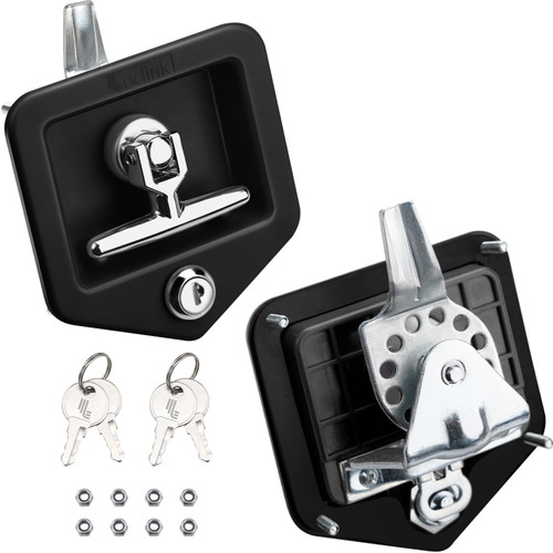 Loclink Heavy Duty Truck Tool Box Locks with ABS Panel, 2PCS T-Handle Latch with Keys Corrosion Proof & Rust-Proof Secure Lock for Truck Bed Toolbox RV Camper Trailer Pickup (2-Pack Black)