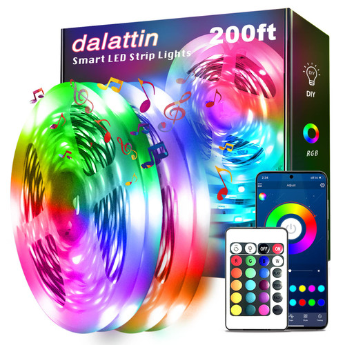 dalattin Led Strip Lights 200ft (2 Rolls of 100ft), Led Lights for Bedroom with App & Remote Control, 24V Led Lights Strip for Room & Festival Decoration