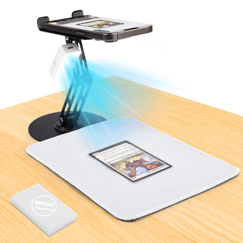 Utllsitm Card Scanner for Trading Cards–MTG & TCG Card Scanner Stand with LED Light,Foldable Phone Holder for Scanning Cards,Quickly Scan and Price Check,Compatible with ManaBox