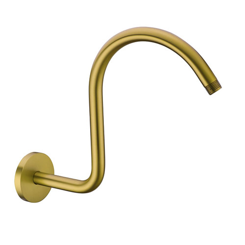 SEABEFORE 13 Inch Shower Arm,S Shaped Shower Head Riser Pipe Goose Neck Shower Arm High Rise Extender with Flange,Champagne Bronze,SE-RD91098-13CB
