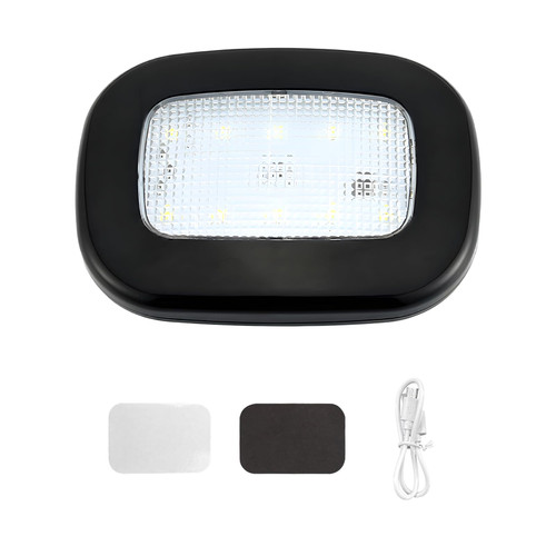 Rdxcv Car Interior Ceiling Roof Lights, 10 LEDs Magnetic Vehicle Dome Light Wireless Reading Lamp, Universal USB Rechargeable Ceiling Roof Lamp for Cars Trucks RVs Campers (Black)