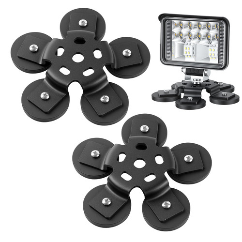 Rechabite Magnetic Light Bar Base Mounts, 2 Pack Heavy Duty Universal Mounting Brackets with Strong Magnet for Off Road Lamp, Roof Lights, Fog Lights on SUV, Truck, Jeep(5 Base Mount)