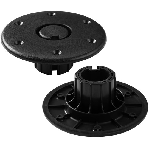 BBTO 2 Pcs Pontoon Boat Table Base 2-3/8" Round Flush Mount Table Leg Base Black Plastic Storable Boat Replacement for Marine Leg Mount, Water Equipment Accessories