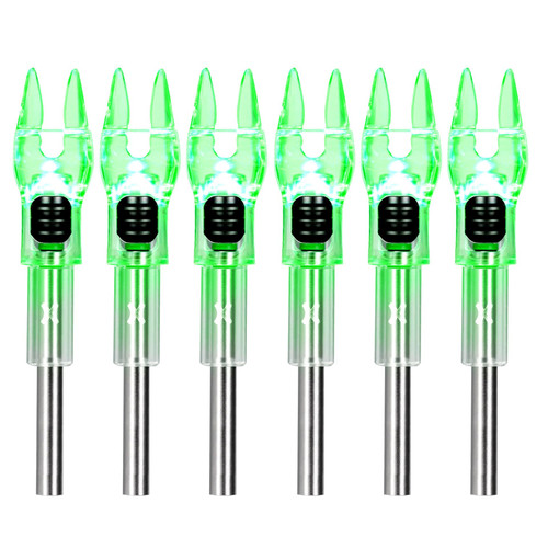 DEEPOWER X Lighted Nocks for Arrows .204”/.233”/.244”/.246” with ON/Off Switch 6-Pack with H, S, GT Bushings