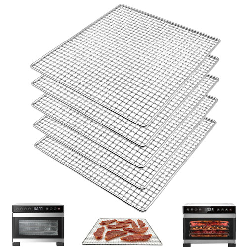 GXF 5PCS Dehydrator Mesh Trays for COSORI Food Dehydrator 5 Stainless Steel Trays Dryer Machine, 9.6''x9''x0.8'' Replacement Wire Rack for CFD-P501-SUS, Dehydrator Accessories for Jerky, Herbs, Meat