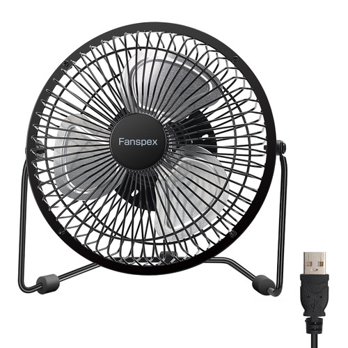 Fanspex 6" Small USB Desk Fan for Home Office Bedroom Desktop, Black
