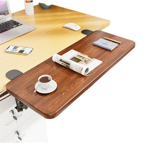 20 x 7.8 Inch Adjustable Ergonomic Clamp-On Desk Extender Tray, Brown