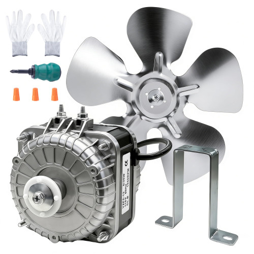 APFM-101E YZF10-20 115V 60Hz 10W 1500RPM Refrigeration Condenser and Evaporator Motor Universal Refrigeration Cooling Motor with 9" Aluminum Fan Blade & Mounting Base (10, Watts, 115, Volts)