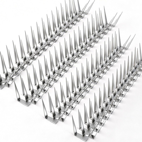 Puthpy Bird Spikes, 1.5M Stainless Steel Bird Deterrent Spikes for Outside, Pigeon and Small Bird Control, Easy to Install Fence Roof Window Spikes, 5 Strips 5 Feet Coverage