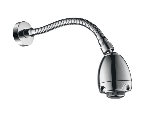 DOUBLUOEG Chrome 11.8 Inches Shower Head with Adjustable Shower Arm, 3 Function Flexible Shower Head for Small Shower Stall High Pressure Shower Head Extension Arm with Flange