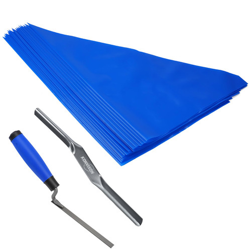 Konvixon 50PCS Tile Grout Masonry Mortar Bag, 11" x 22" Disposable Masonry Mortar Bags,Heavy Duty Blue HDPE Tear Resistant Grout Bag for Tuck Pointing, Brick Repair, Tile Installation & Cement Sealing