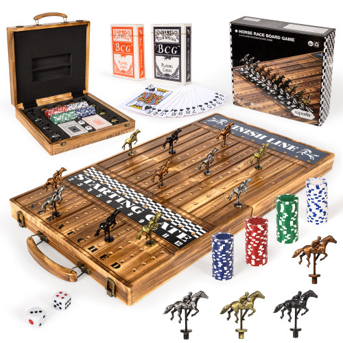 ropoda Upgraded 23'' Foldable Horse Race Board Game with Luxury Horses