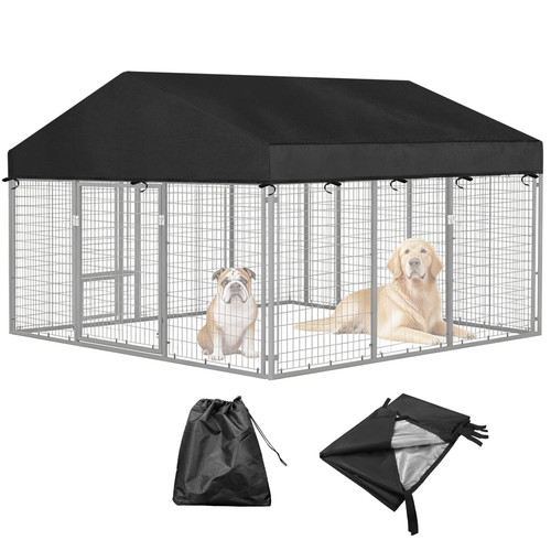 Bhyhok 10'W X 10'L Waterproof Dog Kennel Cover Outdoor 600D Oxford Fabric Dog Kennel Roof with Silver UV-Protective Coating for Windproof, Rainproof, Sun-Protective(Covers Only)