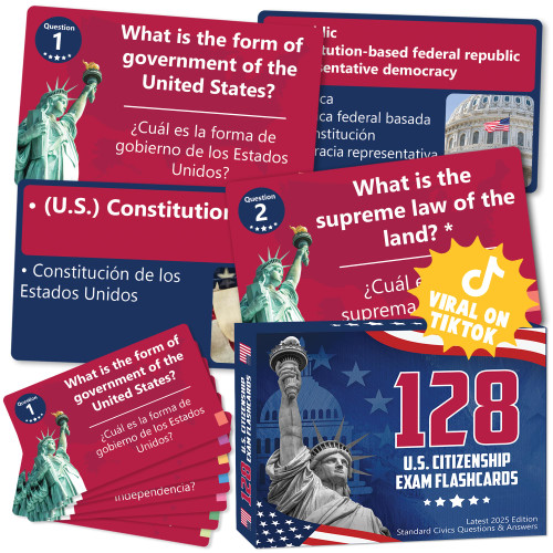 BOOPZILLA US Citizenship Flash Cards 2026, 128 USCIS Civics Test Questions