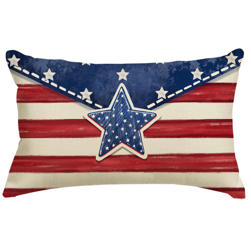 ARGOOFG 4th of July Patriotic Pillow Covers 12x20 Inch, Memorial Day Decor