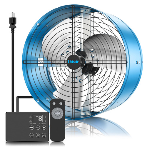 Ehiair 15'' Attic Fan with Thermostat and Remote, 1800 CFM Gable Vent Fan