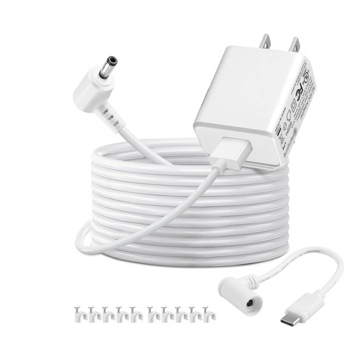 LONNKY Power Adapter Compatible with Ring Stick Up Cam Battery/Plug-in 3rd Gen/2nd Gen & Ring Pan Tilt Stick Up Camera, Indoor/Outdoor Weatherproof Power Cord (5m/16.5ft)