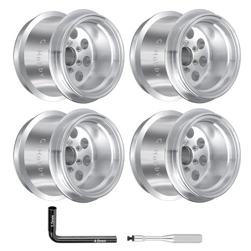 GoHobby Aluminum 1.3” Deep Dish Wheels with Negative Offset for 1/18 Monster Truck, Replacement Rims Fit TRX4MT TRX-4MT F-150 K10