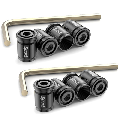 Dsycar Tire Valve Stem Caps, 8 pcs/Pack, Anti Theft Aluminum Valve Caps, Heavy-Duty Locking Tire Stem Covers Universal Fit for Cars/Trucks/Motorcycles/Bikes (VC01-Black)