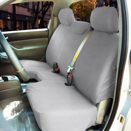 runfider Custom Heavy Duty Seat Covers for Toyota Tacoma 2005 2006 2007 2008 2009 2010 2011 2012 2013 2014 Front Bench Seat Protector Interior Accessories，Waterproof & Machine Washable - Gray