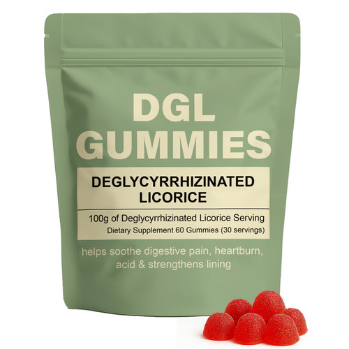 WDVNEX DGL Gummies, 400 Mg DGL Extract Supplement, with Licorice Root Extract, Supports Stomach & Gut, Improves Digestion, No Gluten, Berry Flavor, 60 Gummies (1)