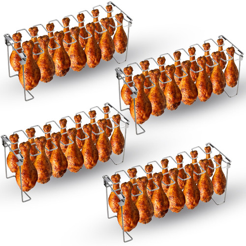 Afarnook 4 Pcs Chicken Leg and Wing Rack for Grill 14 Slot Drumstick Holder