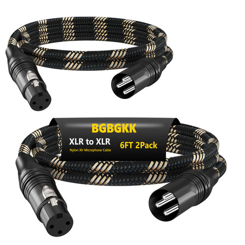 BGBGKK Braided XLR Cables 15ft 6 Pack, XLR Microphone Cable, 3-pin Professional Male to Female Balanced Mic Cable, X LR Speaker Cable for Microphone Mixer Multicolor