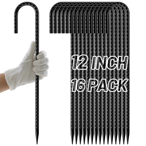 AAGUT Rebar Stakes 12 Inch J Hook, Premium Anti-Rust Tent Stakes for Canopy