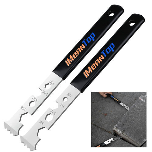 2-in-1 Paver Removal Tool with Hex Wrench, Heavy-Duty Steel Paver Lifter & Puller with Dual-Jointed Scraper, Micro-Serrated Groove & Non-Slip Handle, Paver Extractor Tool for Garden, Patio, Driveway