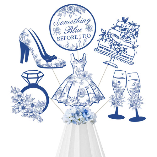 16pcs Something Blue Bridal Shower Centerpiece Sticks Something Blue Before I Do Bridal Shower Decorations for Table Wedding Engagement Party Centerpieces for Bachelorette Party Supplies