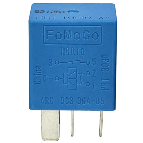 Genuine OEM FU5T-14B192-AA 12V 5-Pin Micro Relay, Replaces FU5Z-14N089-A, Compatible with 2015–2023 Ford Mustang, 2018–2022 Ford EcoSport, 25/30A 5-Blade Accessory Relay