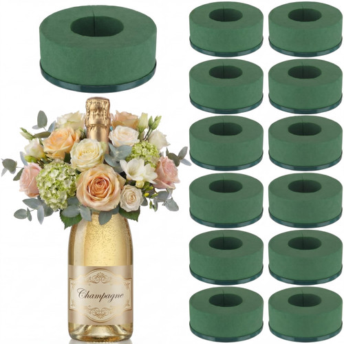 Wonderjune 12 Pcs Mini Floral Foam Holder for Wine Bottle Topper, 3.9 "