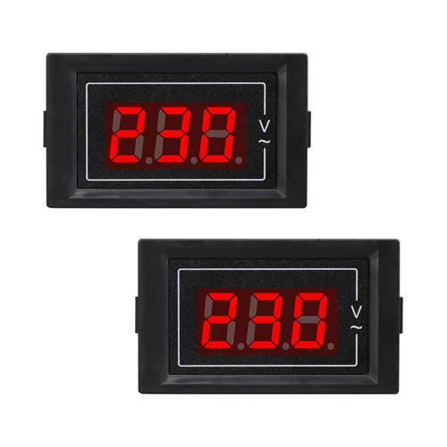 2-Pack 2in1 Panel Mounted Digital Voltmeter, Measuring Range: AC 60V-500V, Volt Meter LED Display Voltage Detector Tester Gauge with 2 Wires