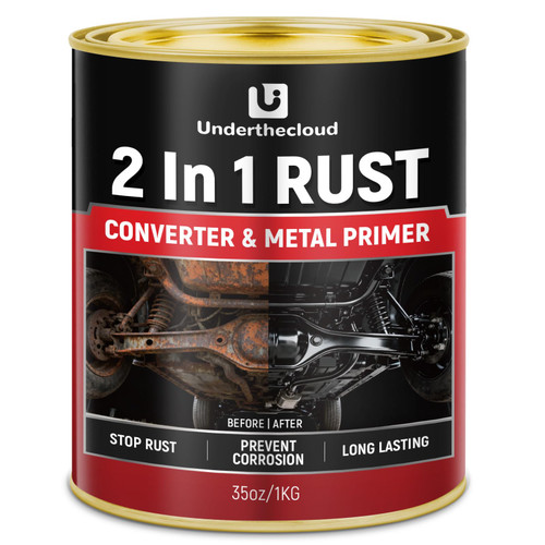 2-in-1 Rust Converter & Metal Primer- Rust-Stop Red Paint Inhibitor for Metal, Anti-Rust Coating Rust Paint,Corrosion Inhibitor for Automotive, Marine, Industrial Use, Heat & UV Resistant Long-Lasting (35 oz)