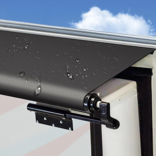 Xenjum RV Slide Out Awning Fabric Replacement, 18.5oz Heavy Duty Waterproof Vinyl, UV Resistant Slide Topper Fabric for Camper, 5th Wheel RVs, Trailer, Motorhome (140'' Fabric Only, Black)
