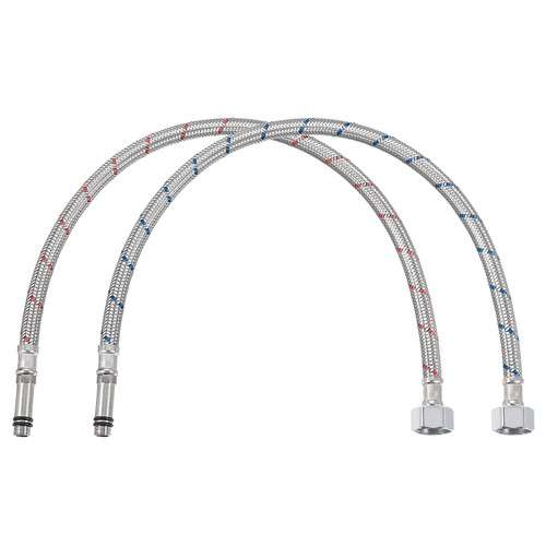 uxcell 20 Inch Long Faucet Supply Line Connector, 2pcs G1/2 Female Compression Thread x M10 Male Connector Braided 304 Stainless Steel Water Supply Hose Line