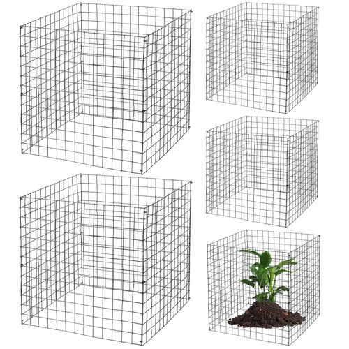 Zubebe 14 Pack Small Wire Plant Protectors Square Plant Protectors from Animals Mesh Cage Chicken Wire Cloche for Shrubs and Vegetables with Ground Stakes and Nylon Ties (12 x 12 Inch)