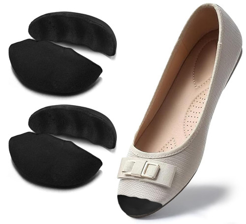 Dr.Foot Shoe Inserts for Loose Footwear, Toe Cushion for Too Big Shoes, Make Shoes Fit for Casual Sports High Heels Boots (Small: Half Size Bigger, Black)