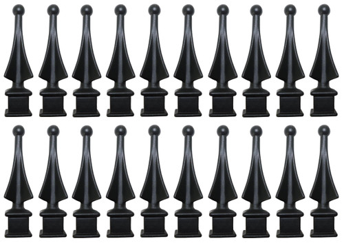 1/2" Black Plastic Four-Sided Spire Wing Tip Finial Fence Topper for Iron Picket Fence (25, 1/2")