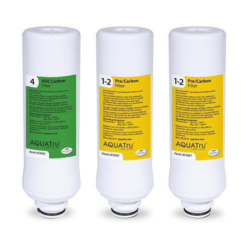 AquaTru One-Year Classic Filter Combo Pack – Includes 1 Pre/Carbon Filter (Stages 1–2) & 1 VOC Carbon Filter (Stage 4) – Compatible with AquaTru Classic Water Purifiers