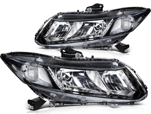 KILOAUTO Headlights Assembly fit 2012-2015 For Honda Civic Black Housing