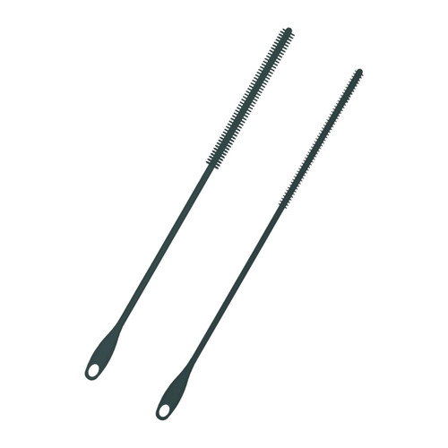 2pcs Silicone Straw Brushes, 6mm+8mm Extra Long Straw Cleaning Brush Reusable Bottle Straw Washing Tool with Hanging Ring Bendable Crevice Brush Pipe Cleaners for Smoothie Straw (Gray)