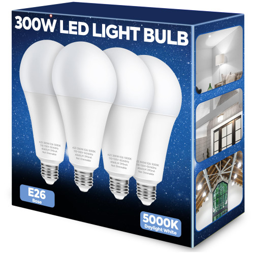 Nouscan 300W Equivalent Super Bright A23 LED Light Bulbs, Cool White 5000K