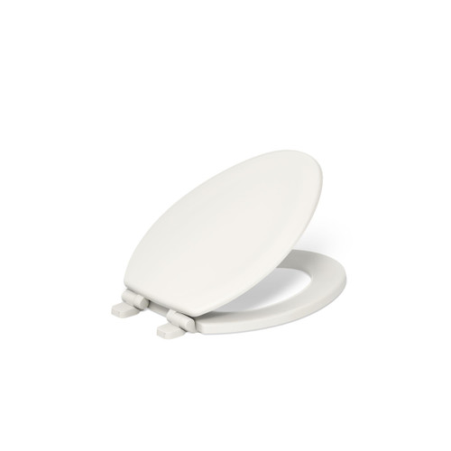 KOHLER Stonewood Quiet-Close, Elongated Toilet Seat Soft Close, Durable Wood, Easy Installation, Universal Fit, Home Essentials, Biscuit Finish, K-20466-96