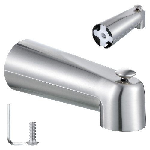 7" Slip on Tub Spout with Diverter Compatible with Moen, Brushed Nickel