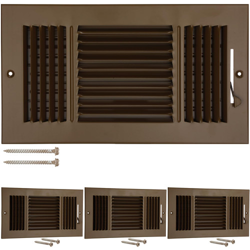 Wesiti 4 Pcs 12 x 6 Inch Vent Covers Air Register 3 Way Steel, Brown