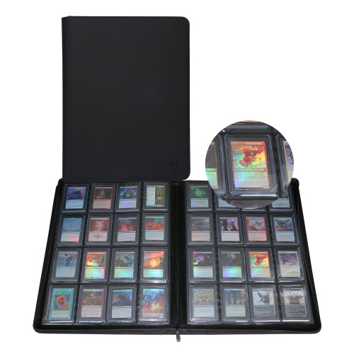 GrinOwl 16 Pocket Top loader Binder, Holds 640 Top Loaders, Large Top loader Card Binder with Sleeves for Cards in 3" x 4" Top loaders