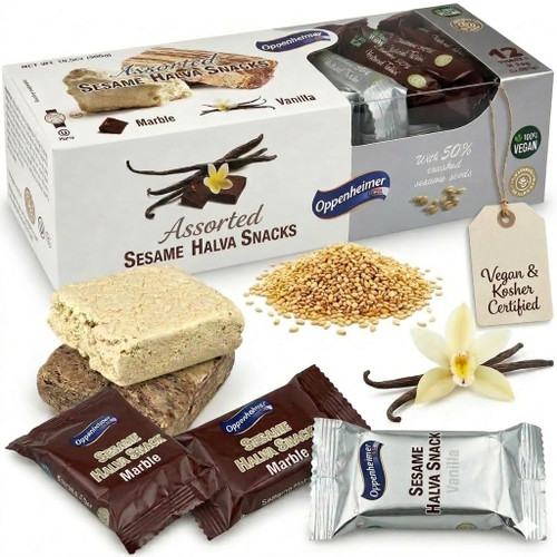 Halva Bars, Vanilla & Marble - Israeli Sesame Tahini, Vegan Kosher Snacks