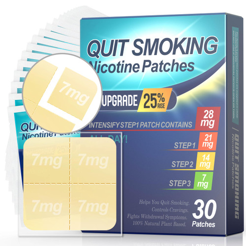 Quit Smoking Patches Step 1+, 21mg Upgraded to 28mg, It Can de Divided Into Four Pieces, 7mg. Stop Smoking Aid, that Work with 2 Weeks (30 Phtches)